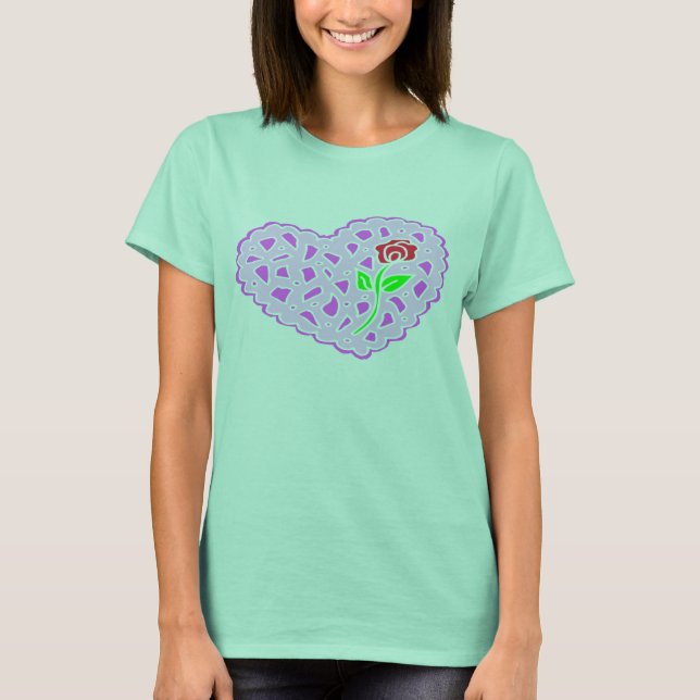 Camiseta de mujeres corazón/Rosa (Anverso)
