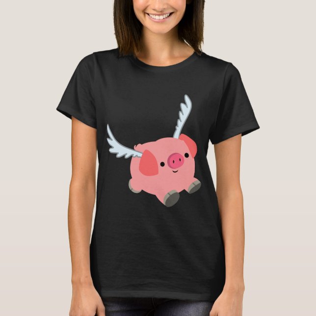 Camiseta de mujeres de cerdo Personalizado alada (Anverso)