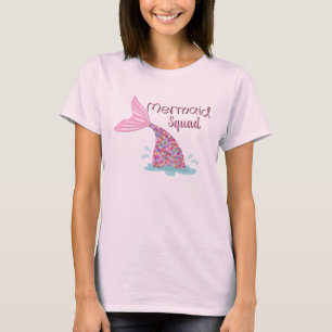 Camiseta de mujeres de cola rosada de la sirena