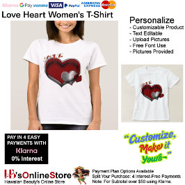 Camiseta de mujeres de corazón blanco