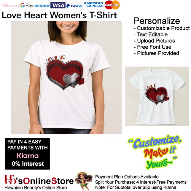 Camiseta de mujeres de corazón blanco (Love Heart Women's T-Shirt with White Background.)