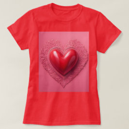 Camiseta de mujeres de corazón rojo