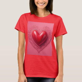 Camiseta de mujeres de corazón rojo