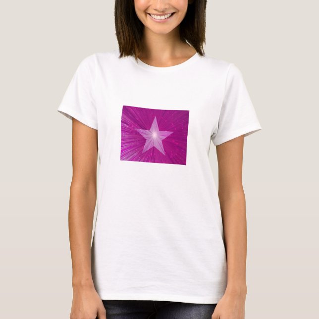 Camiseta de mujeres de Estrella Rosa blanca (Anverso)