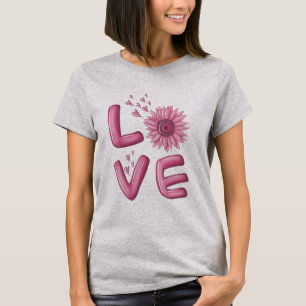 Camiseta de mujeres de girasol rosado