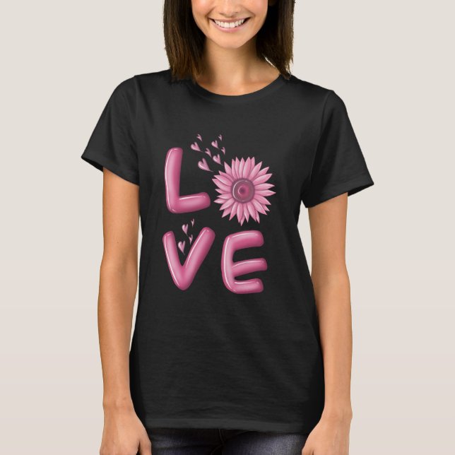 Camiseta de mujeres de girasol rosado (Anverso)