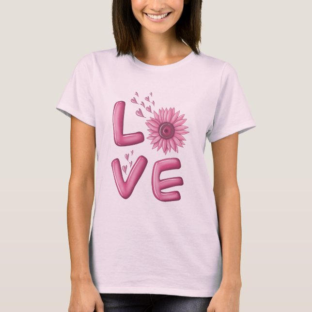 Camiseta de mujeres de girasol rosado (Anverso)
