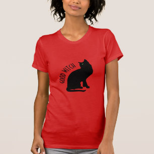 Camiseta de mujeres de Halloween Black Cat Good Wi