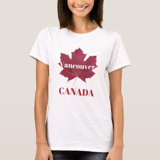 Camiseta de mujeres de hoja de arce roja de Vancou