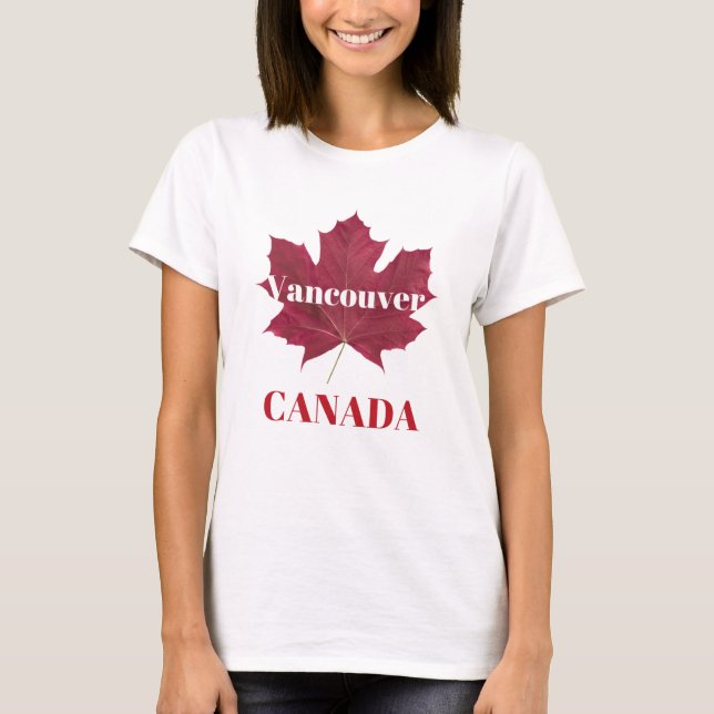 Camiseta de mujeres de hoja de arce roja de Vancou (Anverso)
