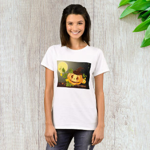 Camiseta de mujeres de la bruja de calabaza