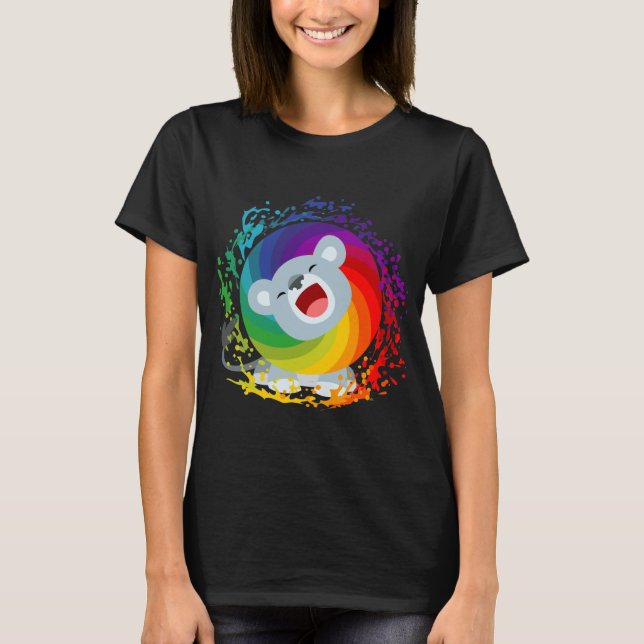 Camiseta de mujeres de león blanco arco iris Perso (Anverso)