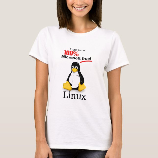 Camiseta de mujeres de Linux - Microsoft Free (Anverso)