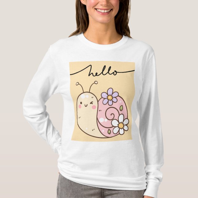 Camiseta de mujeres de manga larga "Hola" (Anverso)