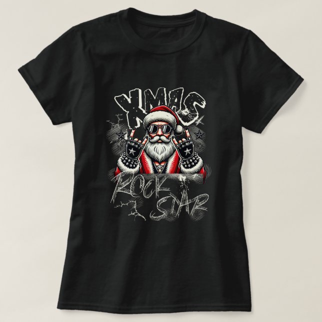 Camiseta de mujeres de Santa Claus Rock Strar (Diseño del anverso)