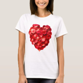 Camiseta de mujeres del corazón de Petal Rosa