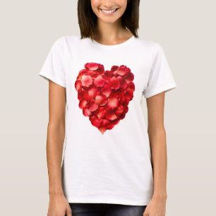 Camiseta de mujeres del corazón de Petal Rosa