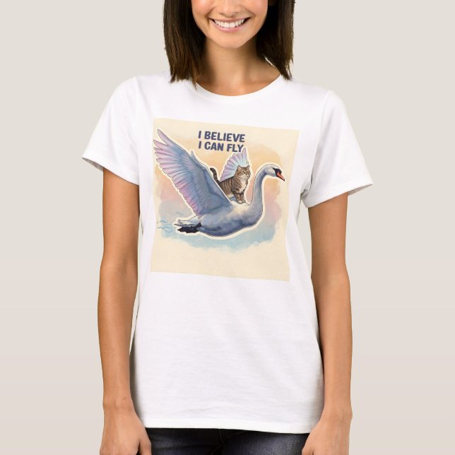 Camiseta de mujeres gatitas divertidas creo que pu (Anverso)