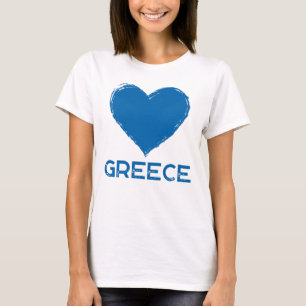 Camiseta de mujeres griegas de corazón de amor azu