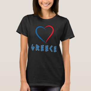 Camiseta de mujeres griegas de corazón de amor azu