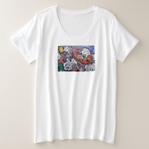 Camiseta de mujeres más TAMAÑO con dragón japonés