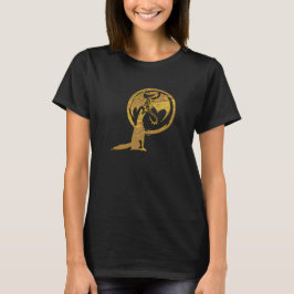 Camiseta de mujeres negras de oro Wolf & Dragon