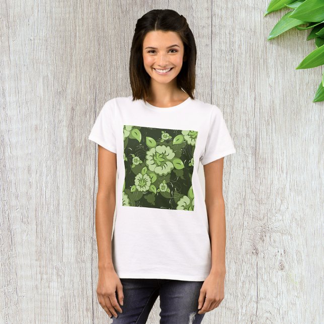Camiseta de mujeres verdes con flores (Subido por el creador)