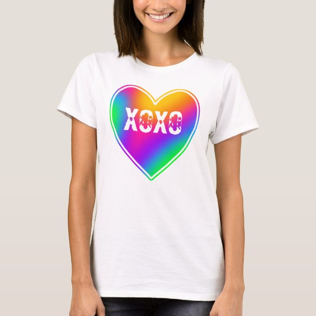 Camiseta de mujeres XOXO Rainbow Heart (Anverso)