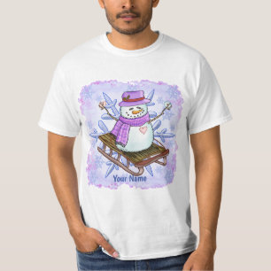 Camiseta de muñeco de nieve en trineo