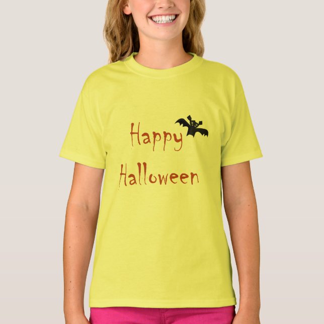Camiseta de murciélago de Halloween feliz (Anverso)