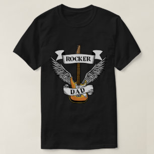 Camiseta de música vintage Rocker Dad Guitar Wings