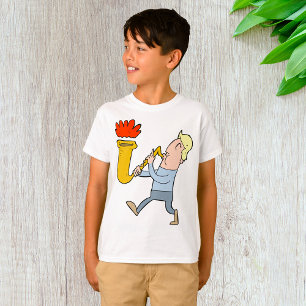 Camiseta de músico tocando un saxofón