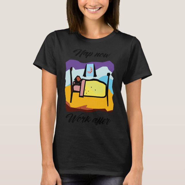 Camiseta De Nap Now Work Más Tarde Graciosa Sloth (Anverso)