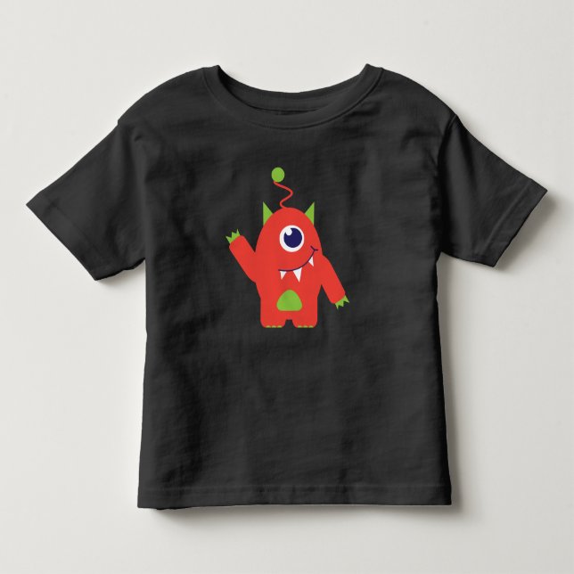 Camiseta de naranja alienígena y niños verdes (Anverso)