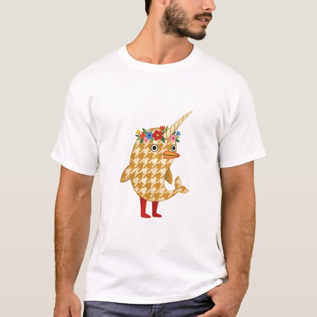 Camiseta de Narval con Corona de Flores (Anverso)