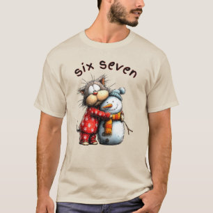 Camiseta de Navidad 67 Gato Vintage Seis Siete Mem