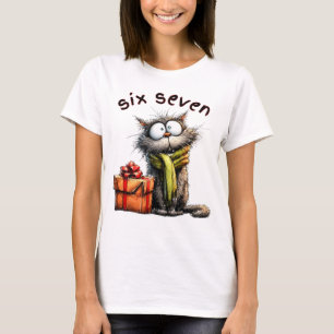 Camiseta de Navidad 67 Six Seven Meme Gato Vintage