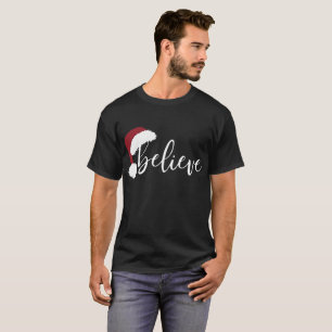 Camiseta de Navidad Believe Sombrero de Santa de