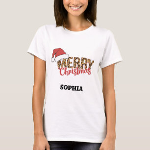 🐆 Camiseta de Navidad con estampado de leopardo p