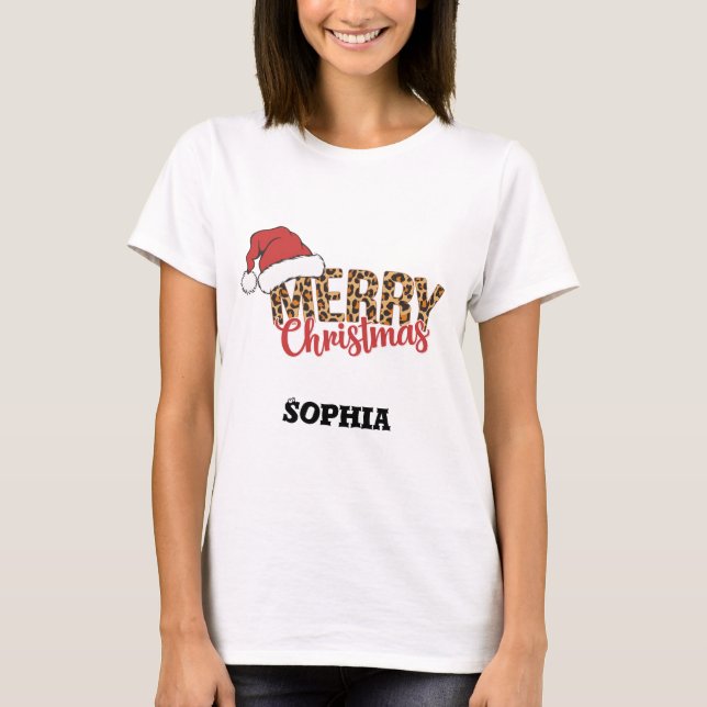 🐆 Camiseta de Navidad con estampado de leopardo p (Anverso)