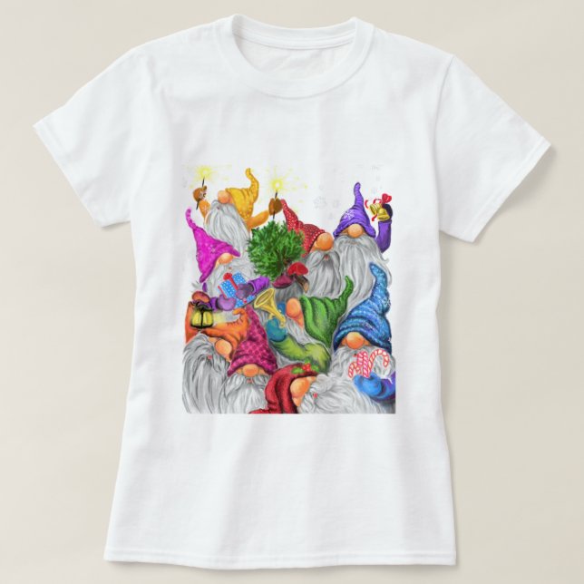 Camiseta de Navidad con Fiesta de Gnomo Feliz (Diseño del anverso)