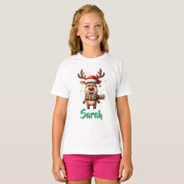 Camiseta de Navidad con Ilusión de Reno Tejido Ado