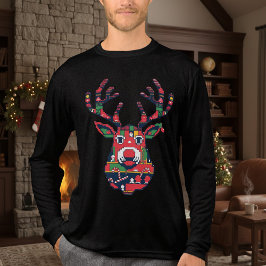 Camiseta de Navidad con Jersey Feo de Reno Pixel