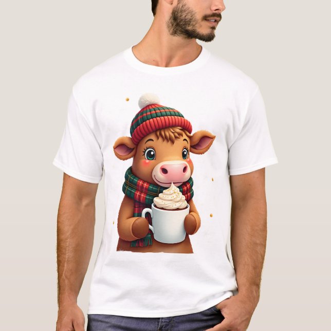 Camiseta de Navidad con Pincelada de Vaca de las T (Anverso)