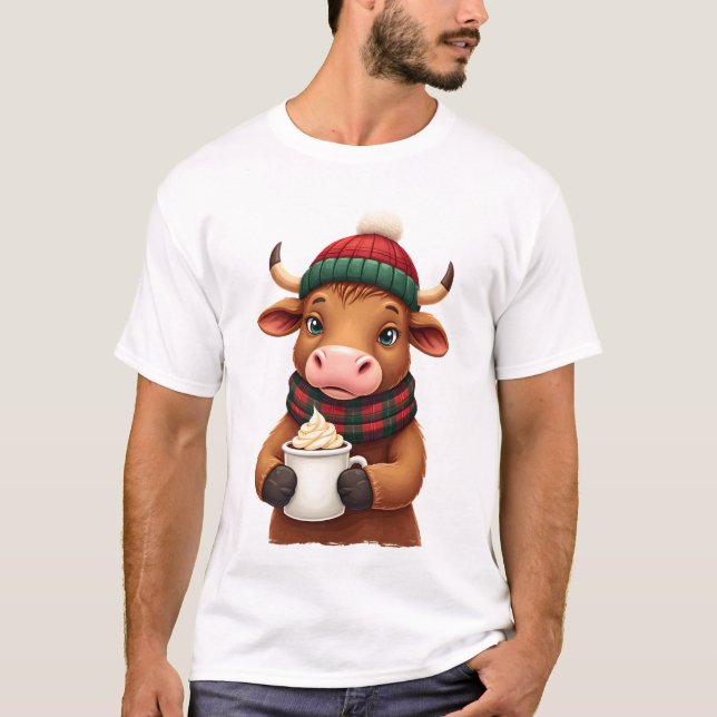Camiseta de Navidad con Pincelada de Vaca de las T (Anverso)