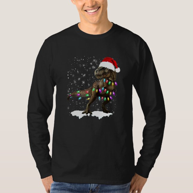 Camiseta de Navidad de árbol de dinosaurio T Rex X (Anverso)