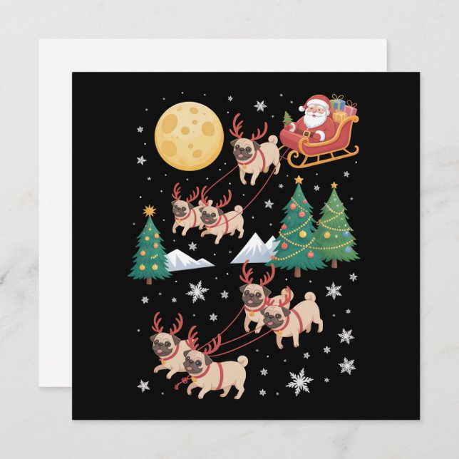 Camiseta de Navidad de árbol de perros Pug Xmas Ma (Anverso / Reverso)