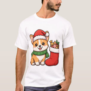Camiseta de Navidad de cachorro Corgi de Santa