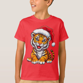 Camiseta de Navidad de Cachorro de Tigre Adorable 
