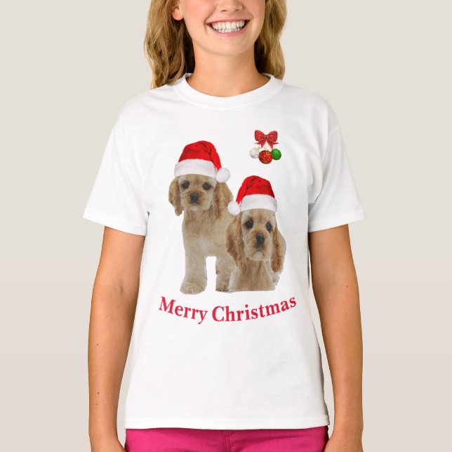 Camiseta de Navidad de Cocker spaniel (Anverso)